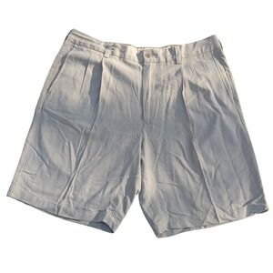 Tommy Bahama Chino Shorts Mens Size 34 Waist Beige Silk Bamboo Rayon Pleated